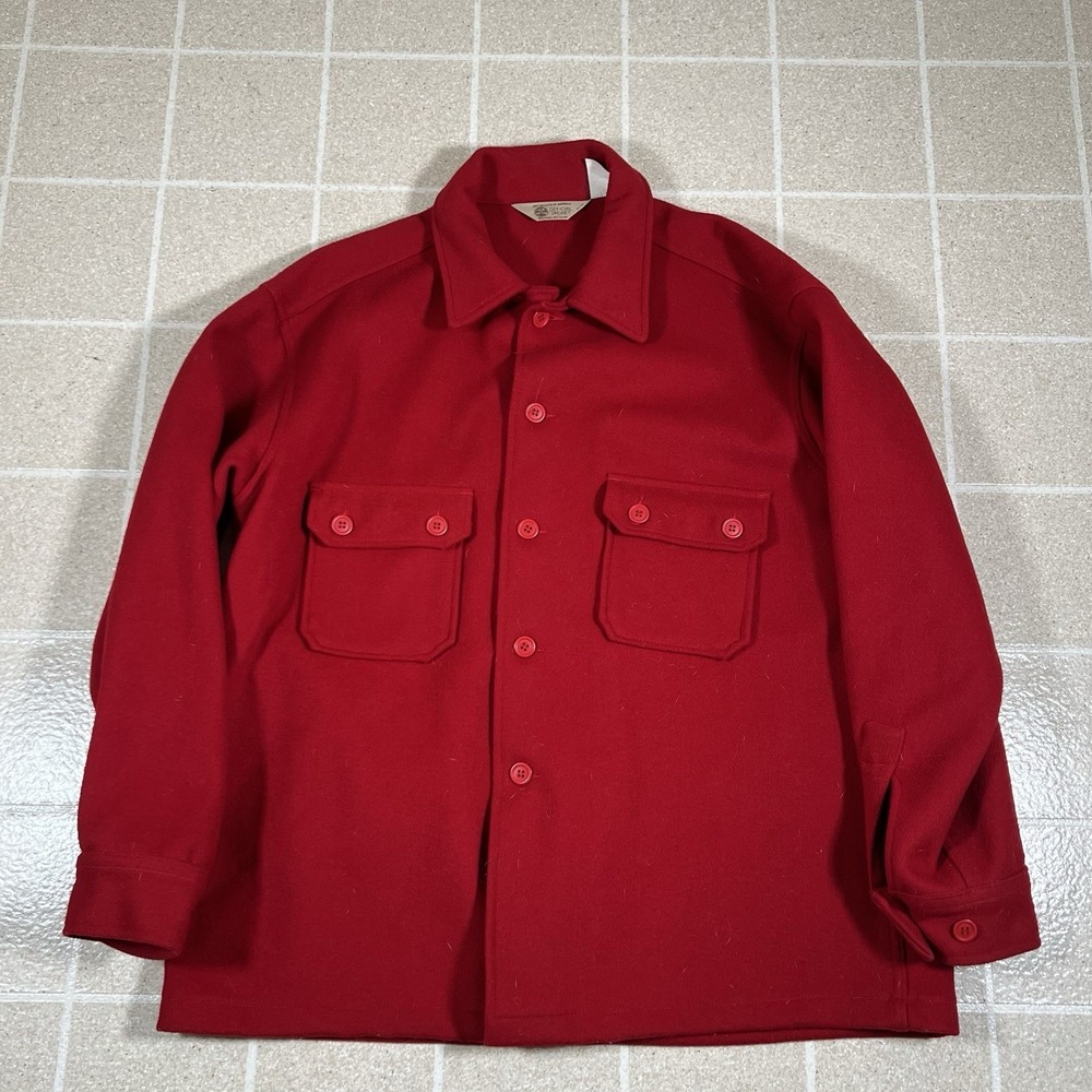 Vintage 50S Boys Scouts America Jacket Mens L Red 70S BSA Official Wool Coat